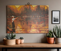 Œuvre originale de Claude Bonneau – Pêche sur la rivière Godbout